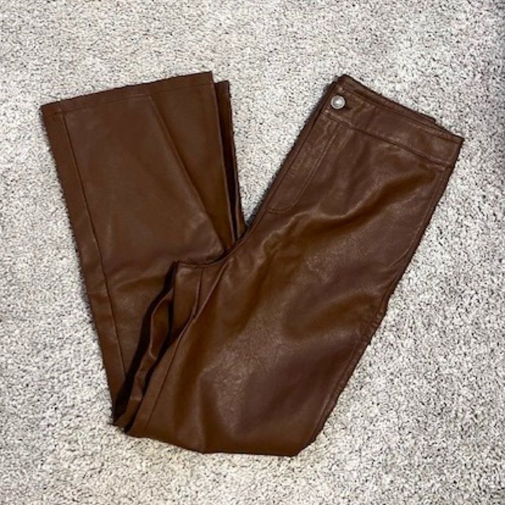 FREE PEOPLE cropped kick flare vegan leather pants size 4
